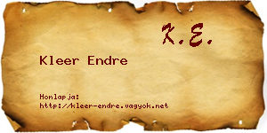 Kleer Endre névjegykártya